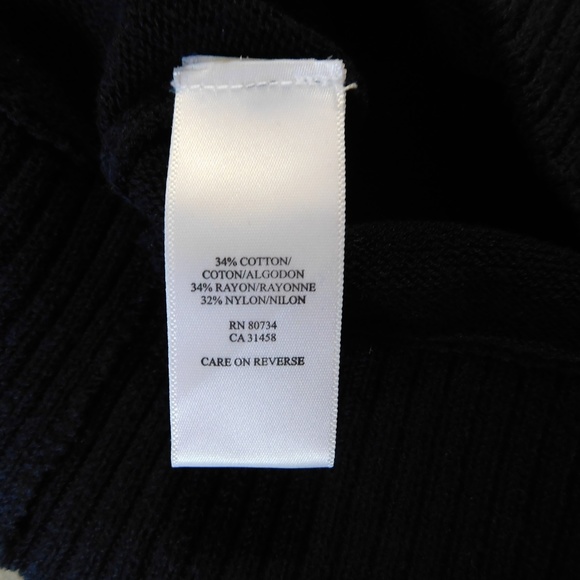 BCBG MaxAzria Navy V Neck Short Sleeve Sweater - Picture 4 of 4